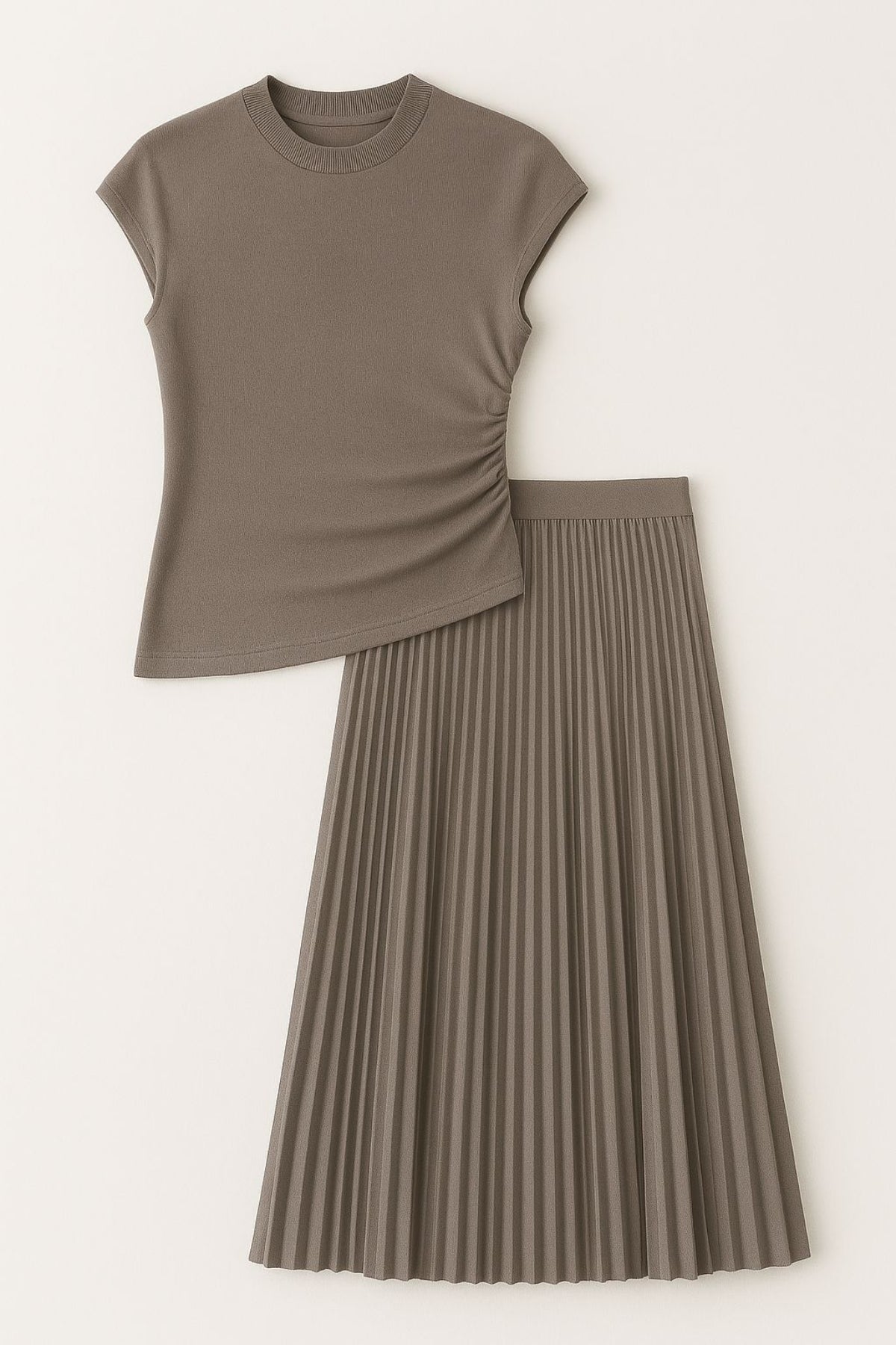 Minimal Chic – Jurk met Stretch Top - Mokabruin